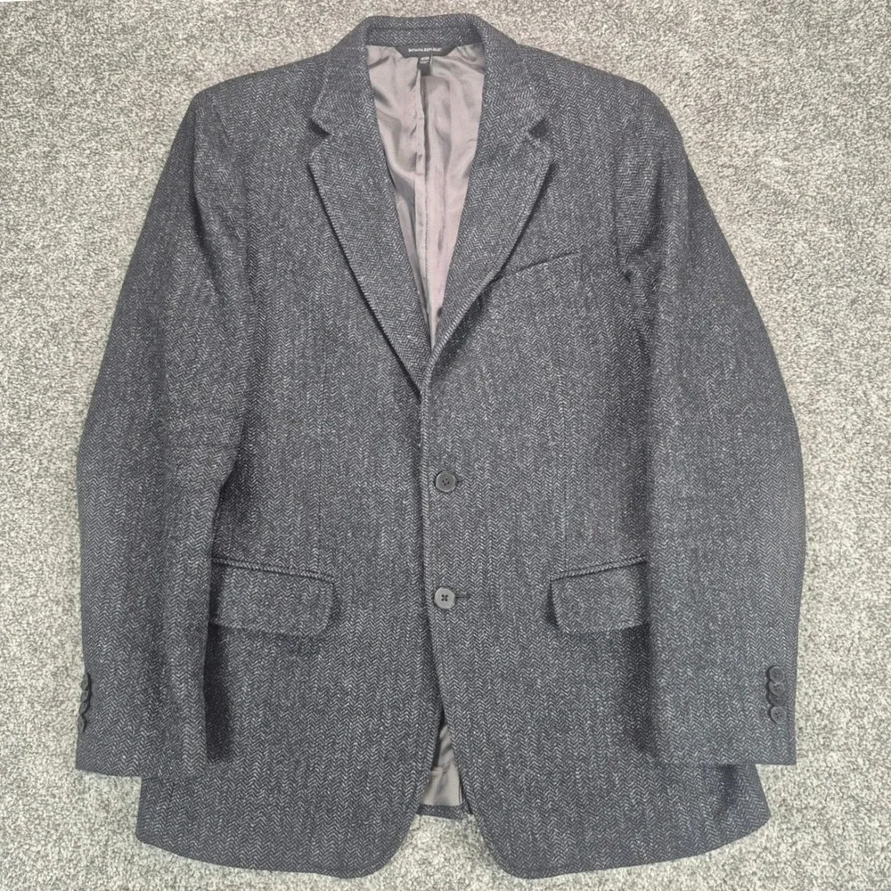 Banana Republic Blazer Mens 40R Gray Herringbone Wool Alpaca Blend Slim Fit